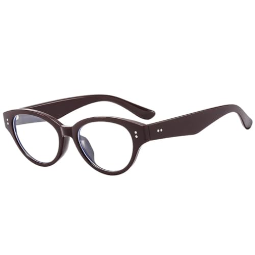 JUJNTNT Retro-Sonnenbrille mit Nieten im Katzenaugen-Design für Damen, trendiger UV400-Schutz (rotbraun, klar) von JUJNTNT