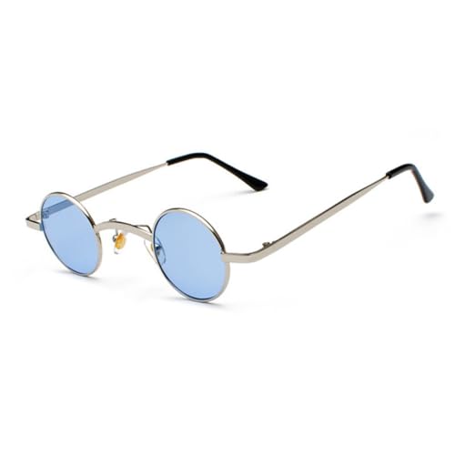 JUJNTNT Retro-Sonnenbrille mit breitem Steg, Rock- und Punk-Stil, klassisch, klein, rund, transparent, UV400 (6) von JUJNTNT