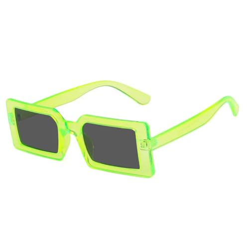 JUJNTNT Retro-Sonnenbrille mit fluoreszierendem Rechteck, UV400 (Grüngrau) von JUJNTNT
