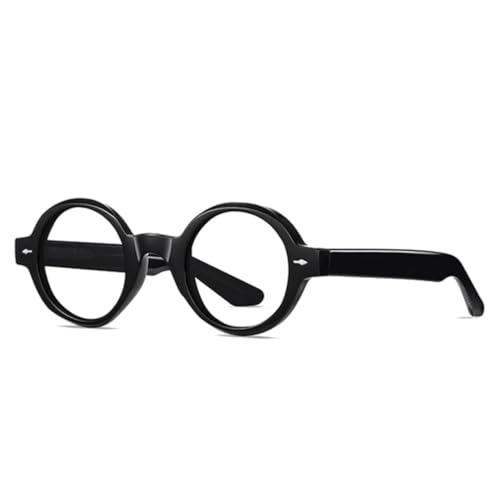 JUJNTNT Runde Retro-Sonnenbrille für Damen und Herren, Punk-Stil, klare Luxusnieten, UV400 (schwarz klar) von JUJNTNT