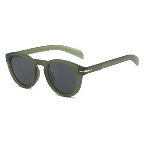 JUJNTNT Runde Retro-Sonnenbrille für Damen und Herren, UV400, Nieten (Grüngrau) von JUJNTNT