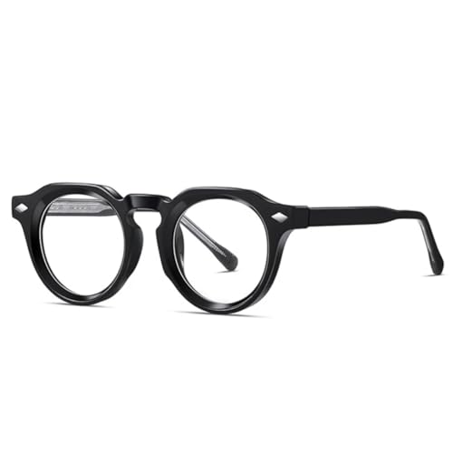 JUJNTNT Runde Retro-Sonnenbrille für Damen und Herren, luxuriös, UV400, trendige Nieten, Punk (schwarz, transparent) von JUJNTNT
