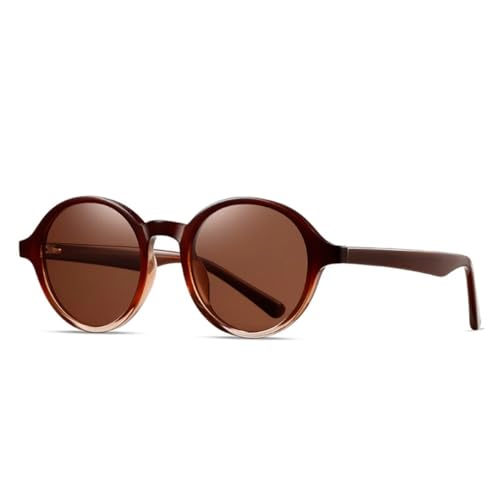 JUJNTNT Runde Retro-Sonnenbrille zum Autofahren im Freien für Damen und Herren, Punk, zweifarbig, UV400, Luxus (Rotbraun-Braun) von JUJNTNT
