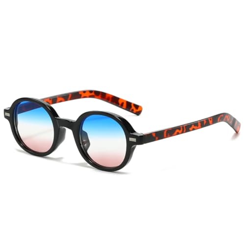 JUJNTNT Runde Sonnenbrille Damenmode Clear Ocean Gradient Lens Shades UV400 Herren Retro Punk Nieten (Schwarz Blau Pink) von JUJNTNT