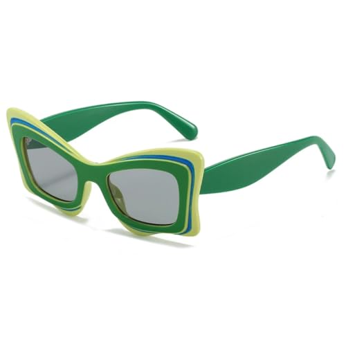 JUJNTNT Schmetterlings-Sonnenbrille für Damen, Retro, trendig, luxuriös, UV400 (Grün-Grau) von JUJNTNT