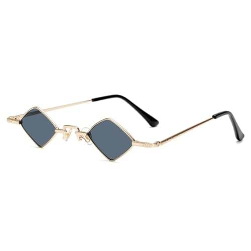 JUJNTNT Sonnenbrille für Damen, Vintage-Metall, kleiner Rahmen, Retro-Punk-Brille, UV400 (C2 Gold-Grau) von JUJNTNT