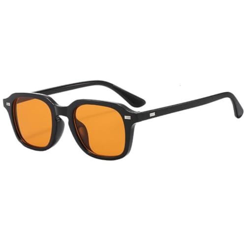 JUJNTNT Sonnenbrille für Damen und Herren, Retro-Nieten, trendig, UV400 (Schwarz/Orange) von JUJNTNT