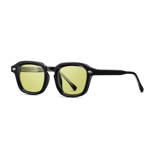 JUJNTNT Sonnenbrille für Damen und Herren, luxuriös, Retro, Nieten, klare Ozeanlinse, UV400, trendiger Punk (schwarz-olivgrün) von JUJNTNT