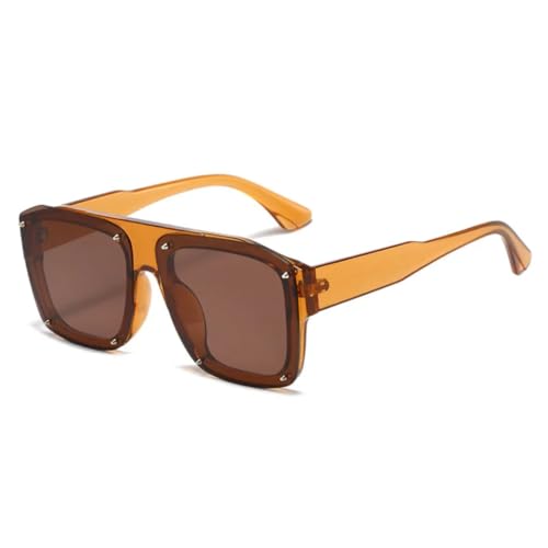 JUJNTNT Sonnenbrille für Damen und Herren, übergroß, Punk-Vintage-Nieten (C3Brown-Braun) von JUJNTNT