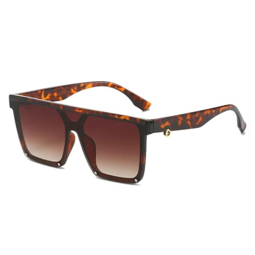 JUJNTNT Sonnenbrille für Damen und Herren, übergroß, Punk-Vintage-Nieten (Leopardenbraun) von JUJNTNT