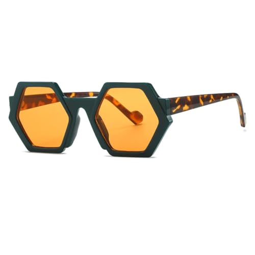 JUJNTNT Trends Punk Polygon Sonnenbrille für Damen und Herren im Freien UV400 (Grün-Orange-Gelb) von JUJNTNT