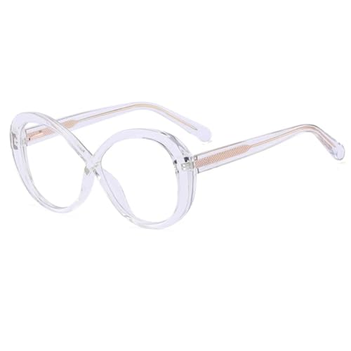 JUJNTNT Übergroße, mehrfarbige, runde Brillenfassungen für Damen mit Federscharnier (transparent) von JUJNTNT