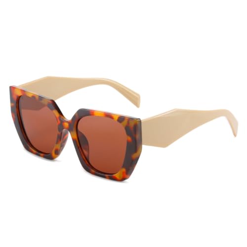 JUJNTNT Übergroße Cat-Eye-Sonnenbrille für Damen und Herren, Retro-Farbe, UV400, Polygon (4) von JUJNTNT