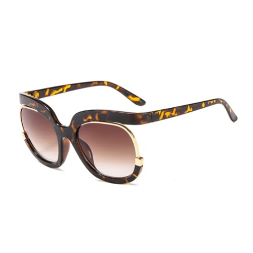 JUJNTNT Übergroße Halbrahmen-Sonnenbrille für Damen, großer Rahmen, luxuriös, UV400 (C3 Leopard-Braun) von JUJNTNT