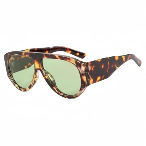 JUJNTNT Übergroße Retro-Sonnenbrille für Damen und Herren, Punk, breite Beine, trendig, UV400 (Halbgrün) von JUJNTNT