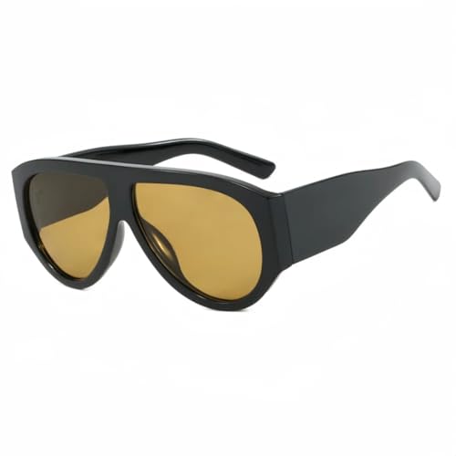 JUJNTNT Übergroße Retro-Sonnenbrille für Damen und Herren, Punk, breite Beine, trendig, UV400 (Schwarzbraun) von JUJNTNT