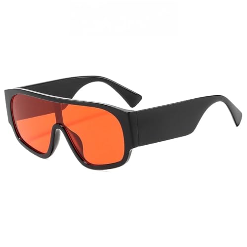 JUJNTNT Übergroße Sonnenbrille für Damen und Herren, Retro, einteilige Linse, für den Außenbereich, UV400 (Schwarz-Rot) von JUJNTNT