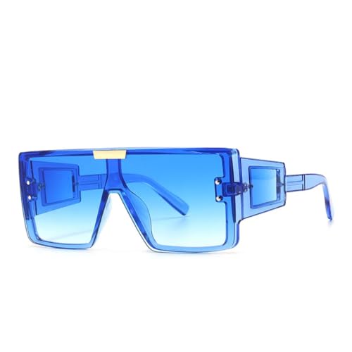 JUJNTNT Übergroße Sonnenbrille für Damen und Herren, Retro-Siam-Rahmen, trendiger UV400-Schutz (blau) von JUJNTNT
