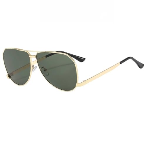 JUJNTNT Übergroße ovale Sonnenbrille für Damen und Herren, Vintage-Punk-Metallrahmen, luxuriöser Trend, UV400 (Goldgrün) von JUJNTNT