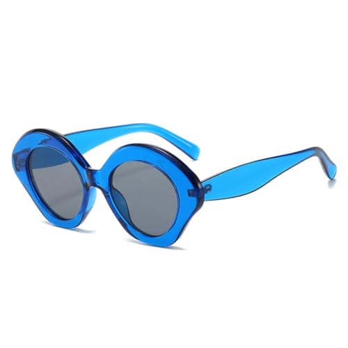 JUJNTNT Unregelmäßige Cat-Eye-Sonnenbrille für Damen und Herren, Retro-Farbverlauf, Trend (Blaugrau) von JUJNTNT