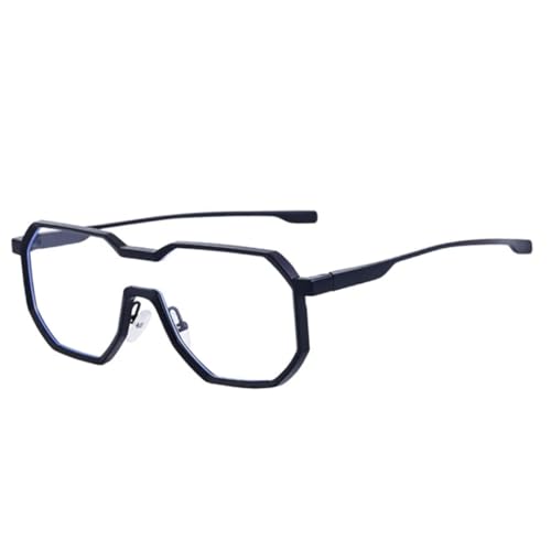 JUJNTNT Unregelmäßige Sonnenbrille für Damen und Herren, einteilig, klarer Farbverlauf, verspiegelt, UV400, Punk-Metall (mattschwarz, klar) von JUJNTNT
