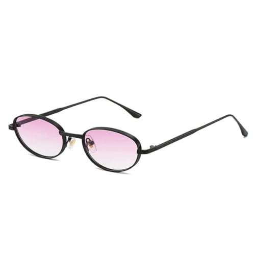 JUJNTNT Vintage Ovale Metall-Sonnenbrille für Damen und Herren, UV400, Farbverlauf, UV400, Punk (Schwarz-Lila-Farbverlauf) von JUJNTNT