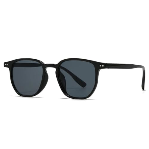 JUJNTNT Vintage-Sonnenbrille für Damen und Herren, UV400, Punk-Nieten (glänzend, schwarzgrau) von JUJNTNT