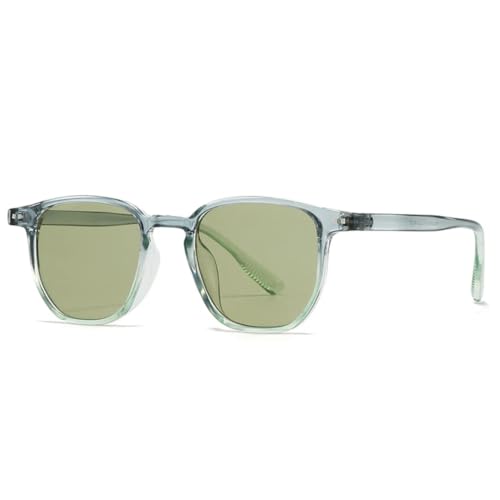 JUJNTNT Vintage-Sonnenbrille für Damen und Herren, UV400, Punk-Nieten (grau, grün, grün) von JUJNTNT