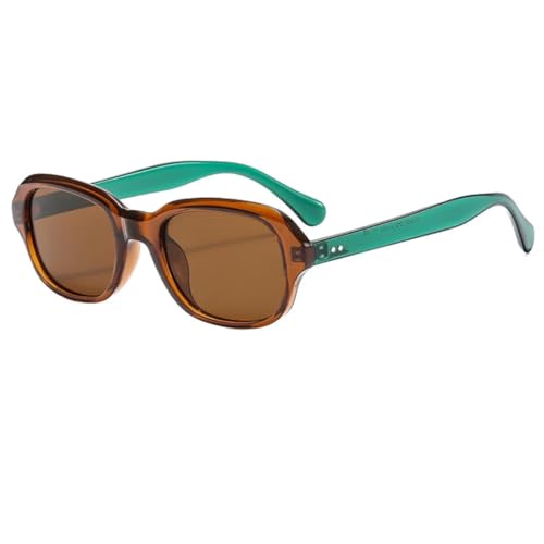 JUJNTNT Vintage-Sonnenbrille für Damen und Herren, UV400, klare Ozeanlinse, Nieten-Punk (Braun-Braun) von JUJNTNT