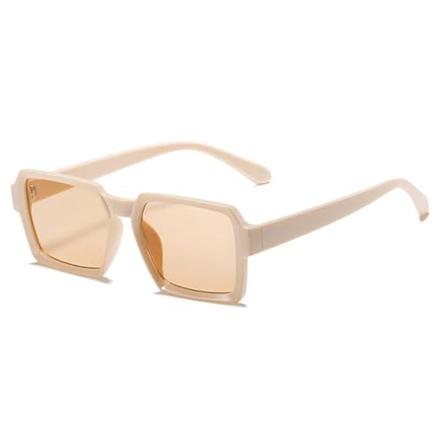 JUJNTNT Vintage-Sonnenbrille für Damen und Herren, trendige, klare Gläser, UV400 (C8 Beige-Hellbraun) von JUJNTNT