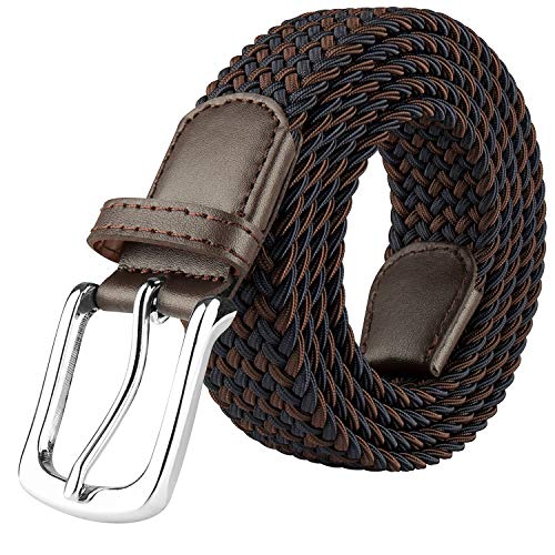 JUKMO Elastischer Gürtel, Stretch Flechtgürtel in Geschenkbox (Dunkelblau/Kaffee, L-für Taille 36"-39" (Länge 45")) von JUKMO