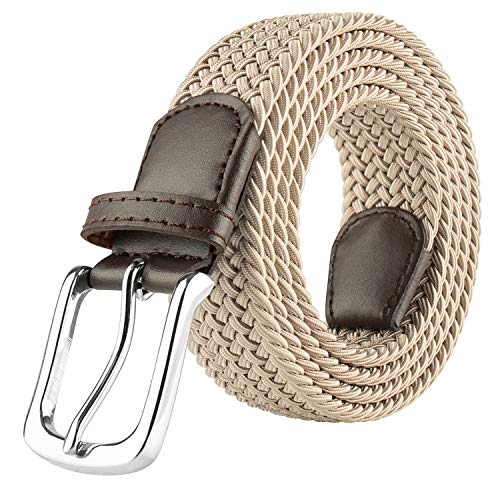 JUKMO Elastischer Gürtel, Stretch Flechtgürtel in Geschenkbox (Khaki, XXL-für Taille 44"-47" (Länge 53")) von JUKMO