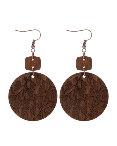 JUKOTA 1 Paar Holzohrringe Baum des Blatt I Blatt natürliche Ohrhänger Silber Holz Ohrringe Damen Ohrschmuck von JUKOTA