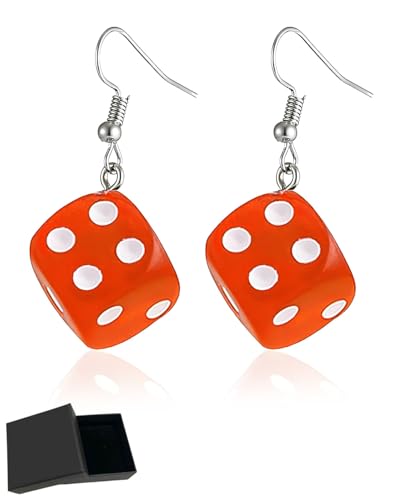 JUKOTA 1 Paar Ohr Jacken Ohrringe Persönlichkeit Lustige Acryl 3D Würfel Anhänger Tropfen Ohrringe Bar Party Schmuck Bonbonfarben Harz Würfel Ohrringe Ohrringe von JUKOTA