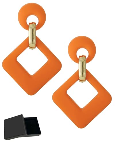 JUKOTA 1 Paar Ohrringe Creole für Damen, Hypoallergen Groß Rechteck Neon Statement Ohrringe Modeschmuck für Frauen und Mädchen von JUKOTA