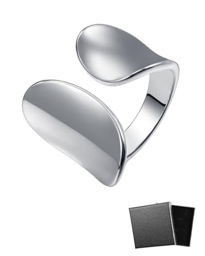 JUKOTA 1 Stück Damen Sterling Silber Luxus Ringe, Echten Minimalistischen Welle Breites Gesicht Für Mode Frauen Partei Glänzend Schmuck Zubehör Festival Geschenk Student Match School Style von JUKOTA