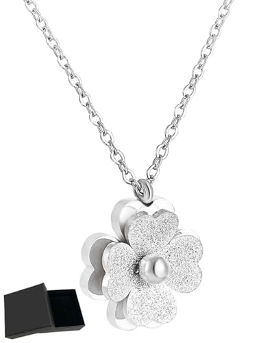 JUKOTA 1 Stück Halskette Damen Kette mit Glücksbringer Kleeblatt Kette Vierblättriges Anhänger aus silber Halskette für Frauen Valentinstag Muttertags von JUKOTA