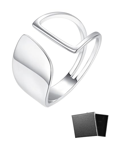 JUKOTA 1 Stück Sterling Damen Ring Silber Verstellbar,Durchbrochene Linie Einfache Temperament Persönlichkeit Ring Für Frauen Kreative Geburtstagsgeschenk Und Veranstaltungsräume von JUKOTA