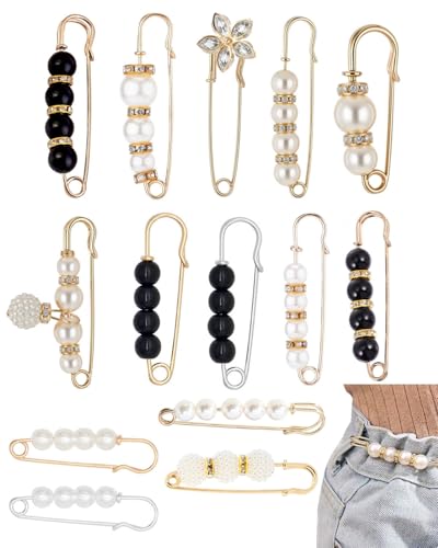 JUKOTA 14 Stück Damen Brosche, Kleidung künstliche Perle Brosche, Sicherheitsnadel Brosche, Pin Pullover Schal Clip Brosche für Hosen, Kleider, Röcke, Pullover von JUKOTA