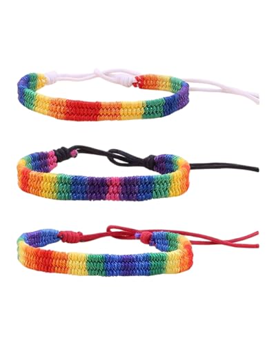 JUKOTA 3 Stück Regenbogen Armband,Rainbow Lgbt Pride Bracelet Handmade Braided,Lgbtq Armbander,Freundschaftsband,FreundschaftsbäNder,Gewebte Bunte Bracelets Accessoires,Pride-Armband,for Women Men von JUKOTA