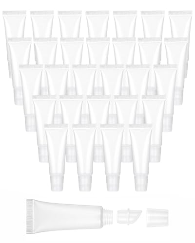 JUKOTA 30 Stück Leere Tuben Lip Gloss Tubes Leere Nachfüllbare Tuben Klare Kosmetik Behälter für Shampoo, Duschgel, Lipgloss, Lippenbalsam, Lotion, Körperlotion 15ML von JUKOTA