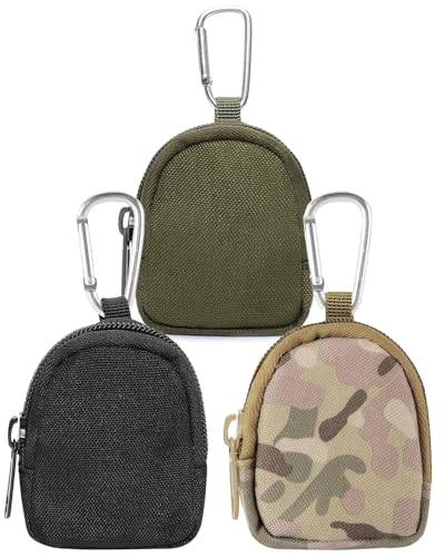 JUKOTA 3PCS Coin Purse mit Reißverschluss Gürteltasche Herren Münze Geldbeutel Schlüsselanhänger Taschen für Taille Pack Nylon Münzbeutel Münzgeldbörse （Schwarz + Armeegrün + Tarnfarbe） von JUKOTA