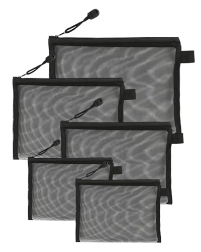 JUKOTA 5Stück Mesh Reißverschluss Beutel,3 Größen Mesh Beutel,Mini Makeup Organizer,Reißverschlusstaschen Stifttasche,Tragbar Reise Tasche,für Kosmetika und Reiseutensilien von JUKOTA