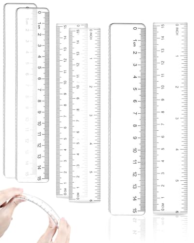 JUKOTA 6 Stück Kunststoff Lineal, 15cm Lineal Transparent Flexibel Präzision Lineal Messwerkzeug Flexibel Präzision Lineal für Schule Büro Zuhause von JUKOTA