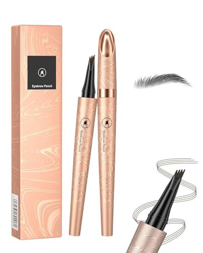 JUKOTA Augenbrauenstift,Microblading Augenbrauenstift mit 4 Gabelspitzen,Wasserdichter und Schweißfester,Wischfest Eyebrow Pencil Kann Leicht Natürliche Augenbrauenform（Dunkelbraun） von JUKOTA