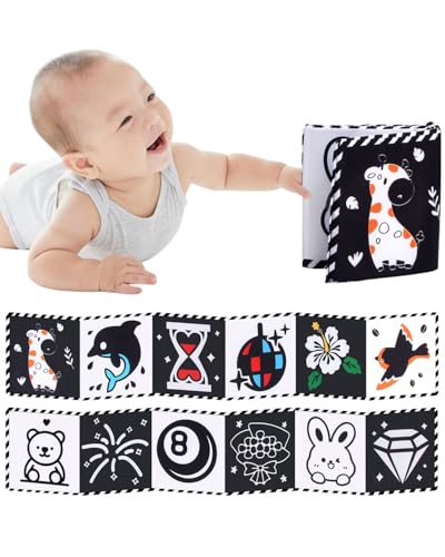 JUKOTA Black & White Stoff-Buch,Bilderbuch aus Stoff,Schwarz Weiß Doppelseitig Baby Stoffbuch,Wahrnehmungs-Lernspielzeug,Baby Spielzeug 0 6 Monate,Geschenke für Babys -Tierstil JUKOTA Black & White Stoff-Buch,Bilderbuch aus Stoff,Schwarz Weiß Doppelseitig Baby Stoffbuch,Wahrnehmungs-Lernspielzeug,Baby Spielzeug 0 6 Monate,Geschenke für Babys -Tierstil von JUKOTA