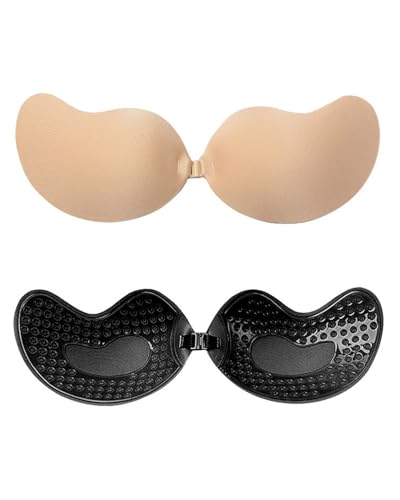 JUKOTA Klebe Trägerloser Unsichtbarer Silikon BH 2 Stück Rückenfrei Abdeckungen für Abendkleid Brautkleid rückenfreie Kleidung Wiederverwendbare - A von JUKOTA