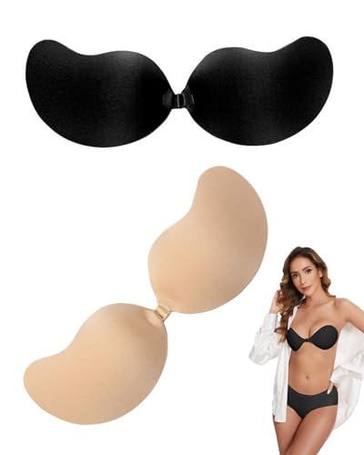 JUKOTA Klebe Trägerloser Unsichtbarer Silikon BH 2 Stück Rückenfrei Abdeckungen für Abendkleid Brautkleid rückenfreie Kleidung Wiederverwendbare - C von JUKOTA