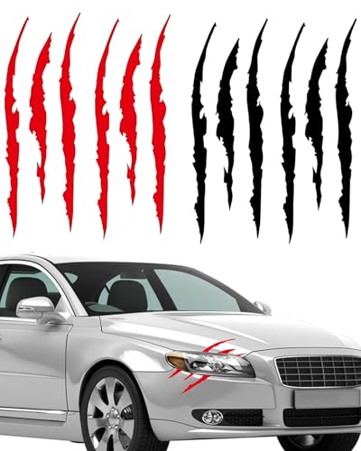 JUKOTA Monster Kralle Aufkleber,Krallenspur-Aufkleber,4 Stück Augenbrauen Scheinwerfer Aufkleber Auto Wasserfeste Vinyl Decals Autoaufkleber Dekoration Monster Klaue AutoAufkleber Aesthetic von JUKOTA