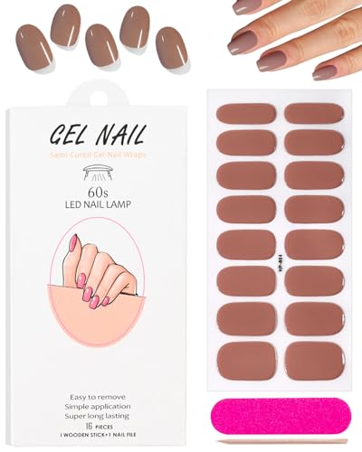 JUKOTA Nagelfolie Gel Nagelfolien,Selbstklebend UV-lichthärtende Nail Sticker,Nageldesign Zubehör,DIY Nageldekoration für Mädchen und Frauen(Braun) von JUKOTA